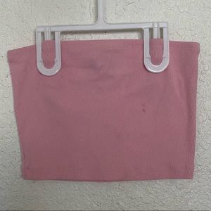 Pink strapless crop top